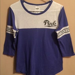 Nice baseball tee blue white and black. By Pink
